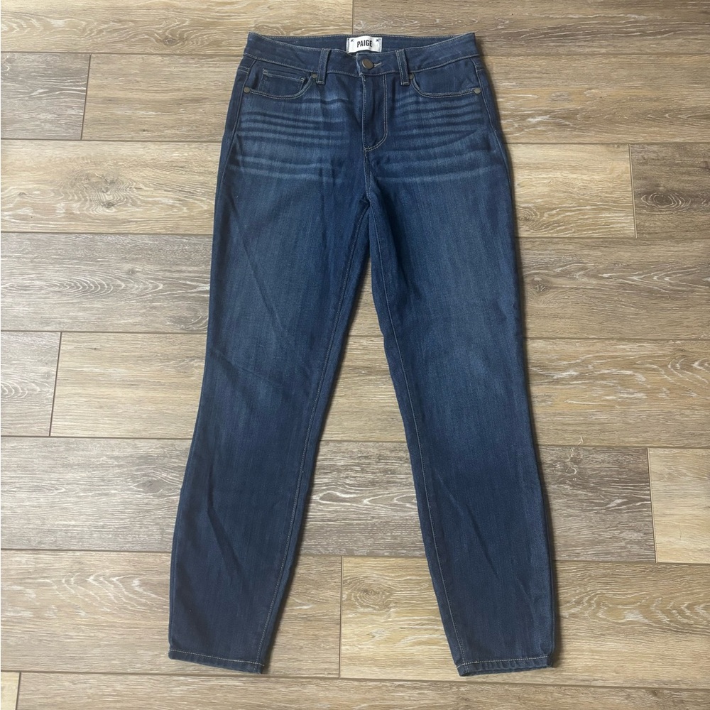 Paige Jeans Sz 26 Hoxton Crop Mid Rise Med Wash Denim Skinny Leg Casual Preppy